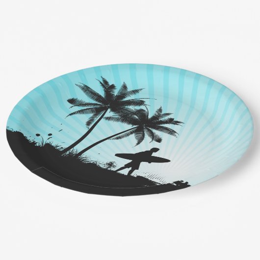 Assiettes En Carton Plaques à papier de surfer de plage (Angle)