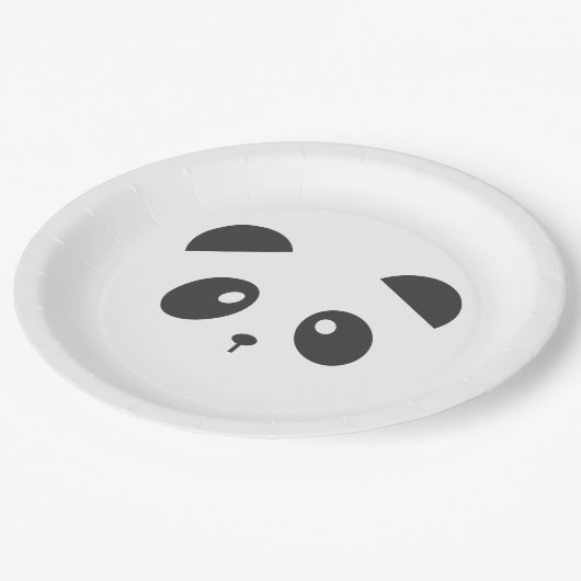 Assiettes En Carton Plaques à papier de visage de panda (Angle)