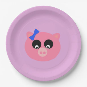 Assiettes En Carton Plaques à papier de visage porcin 9"