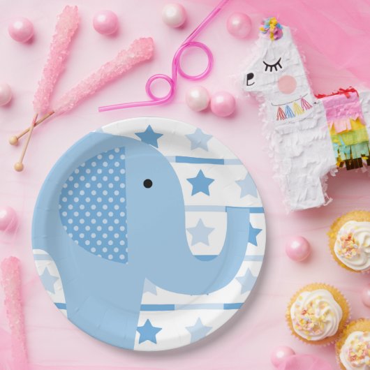 Assiettes En Carton Plaques à papier d'éléphant bleu (Fête)