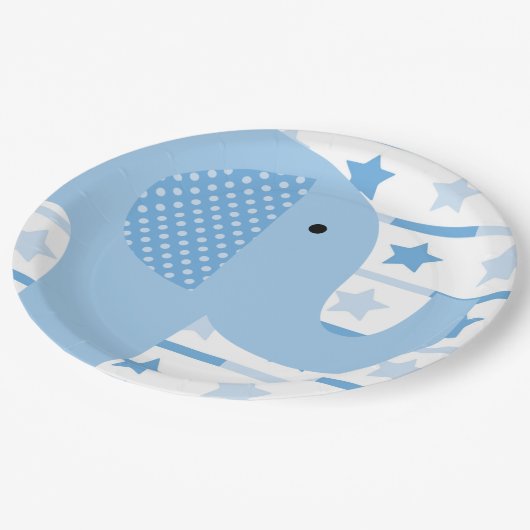 Assiettes En Carton Plaques à papier d'éléphant bleu (Angle)