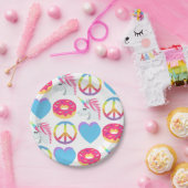 Assiettes En Carton Plaques à papier d'Emoji - paix, amour, licorne, (Fête)