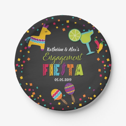 Assiettes En Carton Plaques à papier d'Engagment de fiesta (Devant)