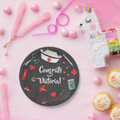 Assiettes En Carton Plaques à papier d'icônes d'obtention du diplôme (Fête)