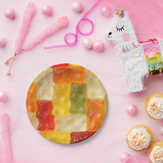 Assiettes En Carton plaques à papier d'ours gommeux (Fête)