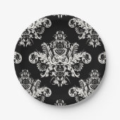 Assiettes En Carton Plaques à papier élégantes noires et blanches - (Devant)