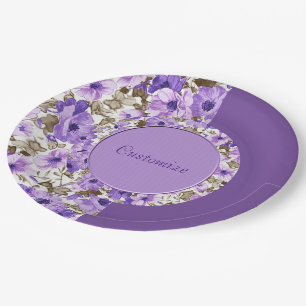 Assiettes En Carton Plaques à papier florales assez pourpres et