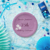 Assiettes En Carton Plaques à papier florales pourpres, (Fête)