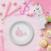 Assiettes En Carton Plaques à papier grises roses de baleine (Fête)