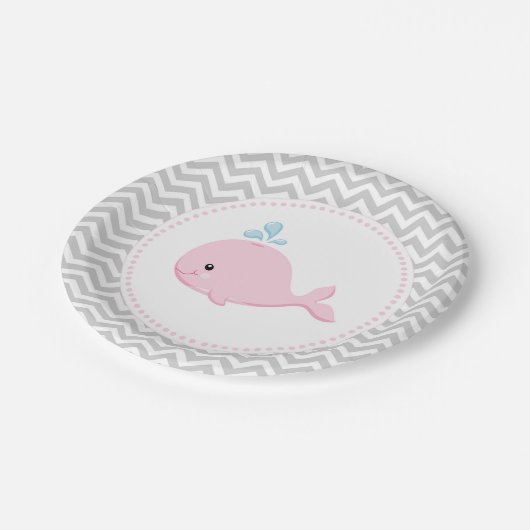 Assiettes En Carton Plaques à papier grises roses de baleine (Angle)