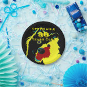 Assiettes En Carton Plaques à papier heureuses de chien jaune, (Fête)