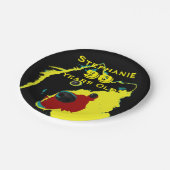 Assiettes En Carton Plaques à papier heureuses de chien jaune, (Angle)