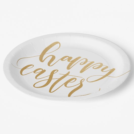 Assiettes En Carton Plaques à papier heureuses de Pâques (Angle)