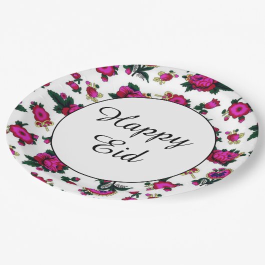 Assiettes En Carton Plaques à papier heureuses d'Eid (Angle)