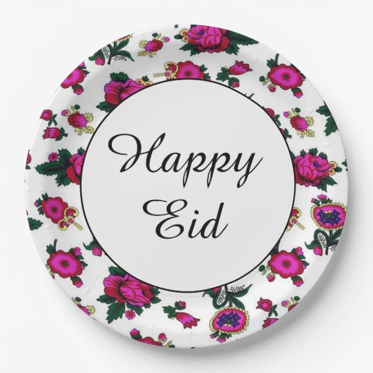 Assiettes En Carton Plaques à papier heureuses d'Eid (Devant)