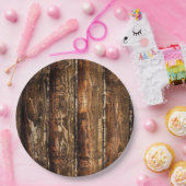 Assiettes En Carton Plaques à papier jetables en bois foncées (Fête)