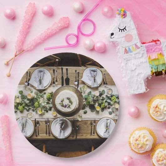 Assiettes En Carton Plaques à papier jetables rustiques de dîner (Fête)