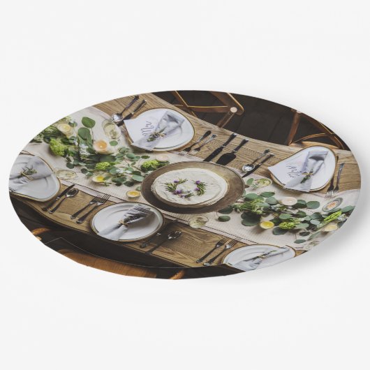 Assiettes En Carton Plaques à papier jetables rustiques de dîner (Angle)