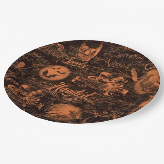 Assiettes En Carton Plaques à papier noires et par orange hantées de (Angle)
