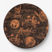 Assiettes En Carton Plaques à papier noires et par orange hantées de (Devant)