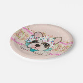 Assiettes En Carton Plaques à papier roses de bouledogue français (Angle)