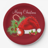 Assiettes En Carton Plaques à papier rouges de Noël de fête de (Devant)