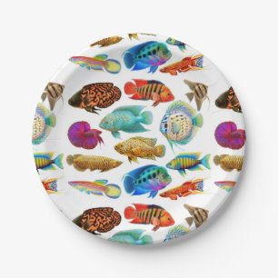 Assiettes En Carton Plaques à papier tropicales d'eau douce de