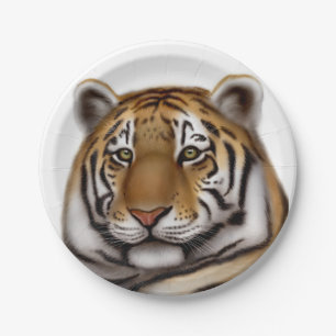 Assiettes En Carton Plaques à papier vigilantes de tigre de Bengale