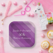 Assiettes En Carton Plaques à rayures violettes, 50e anniversaire de M (Fête)