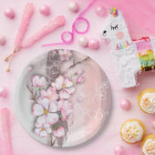 Assiettes En Carton Plaques Abstraites en fleurs de cerisier (Fête)