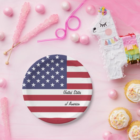 Assiettes En Carton Plaques American Flag, patriotes américains / part (Fête)
