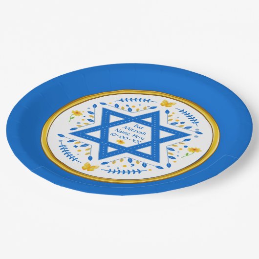 Assiettes En Carton Plaques bat mitzvah en papier. Personnalisé (Angle)