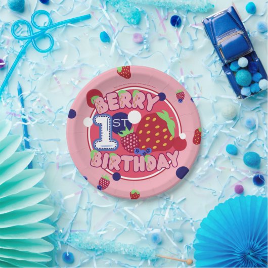 Assiettes En Carton Plaques Berry First Birday (Fête)
