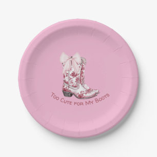 Assiettes En Carton Plaques Boot et Bows roses