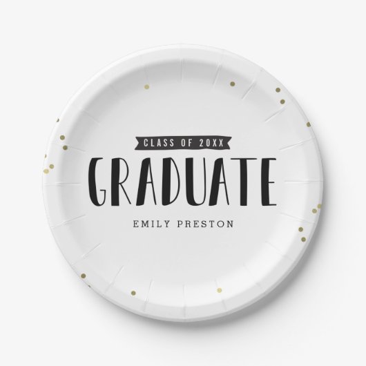 Assiettes En Carton Plaques Bubbly Chic Graduation Party (Devant)