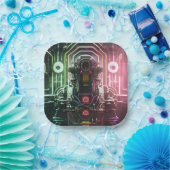 Assiettes En Carton Plaques carrés Robot 1 (Fête)