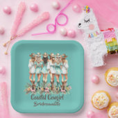 Assiettes En Carton Plaques Carrés turquoises pour filles de la côte (Fête)