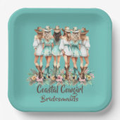 Assiettes En Carton Plaques Carrés turquoises pour filles de la côte (Recto)