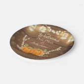 Assiettes En Carton Plaques Citrouilles baby showers jumeaux Bois rust (Angle)