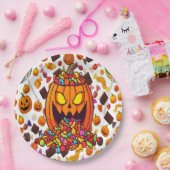 Assiettes En Carton Plaques Citrouilles Halloween colorées (Fête)