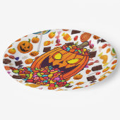Assiettes En Carton Plaques Citrouilles Halloween colorées (Angle)