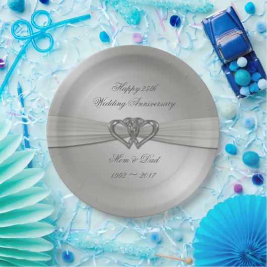 Assiettes En Carton Plaques classiques en argent 25e anniversaire Mari (Fête)