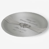 Assiettes En Carton Plaques classiques en argent 25e anniversaire Mari (Angle)