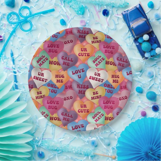 Assiettes En Carton Plaques Coeurs de conversation (Fête)