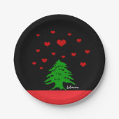 Assiettes En Carton Plaques Coeurs du Liban, Amour, drapeau libanais (Devant)