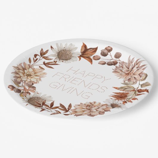 Assiettes En Carton Plaques d'action de fleurs d'automne (Angle)