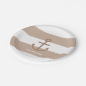Assiettes En Carton Plaques d'Ancre rayées Brown et blanches (Angle)
