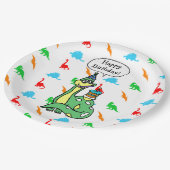 Assiettes En Carton Plaques d'anniversaire à thème Dinosaur (Angle)