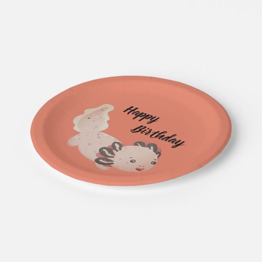 Assiettes En Carton Plaques d'anniversaire Axolotl (Angle)
