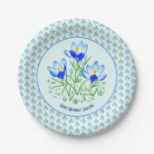 Assiettes En Carton Plaques d'anniversaire bleu clair Crocus (Devant)